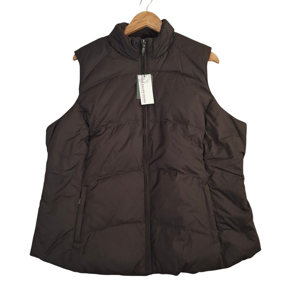 Eddie Bauer Downlight Vest Womens 2X Brown Premium Goose Down Quilted Puffer NWT